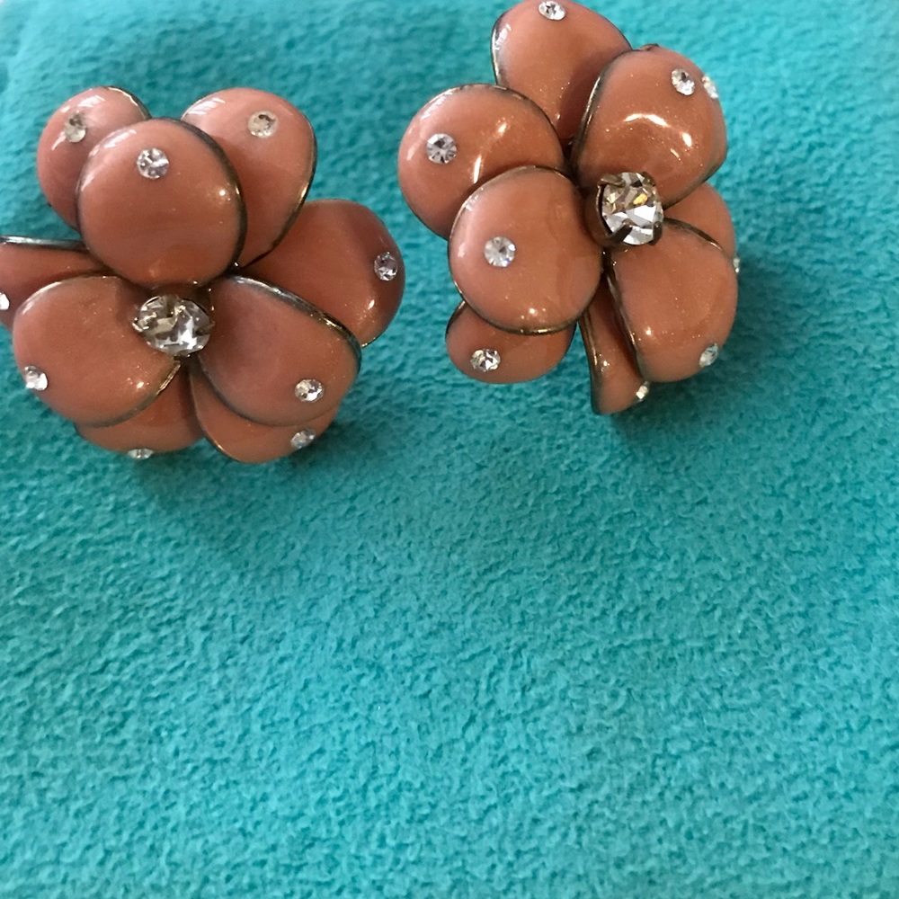 Vintage-y pink flower and rhinestone earrings NWOT